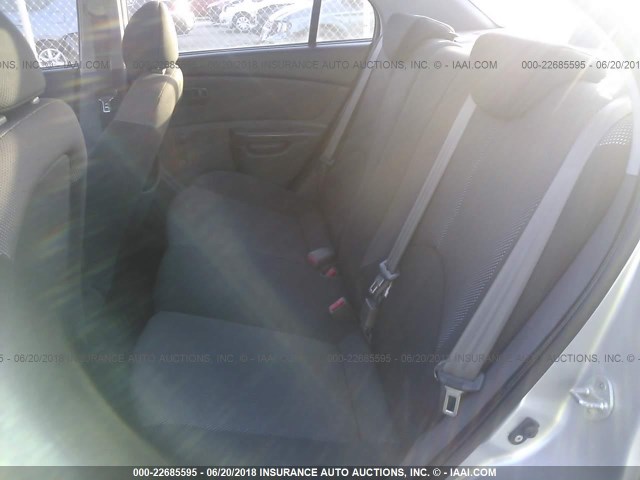 KNADE123986375276 - 2008 KIA RIO LX/SX SILVER photo 8