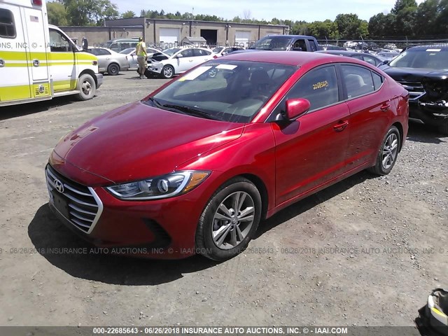 5NPD84LFXJH256409 - 2018 HYUNDAI ELANTRA SEL/VALUE/LIMITED RED photo 2