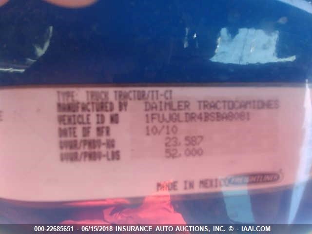 1FUJGLDR4BSBA8081 - 2011 FREIGHTLINER CASCADIA 125  Unknown photo 9