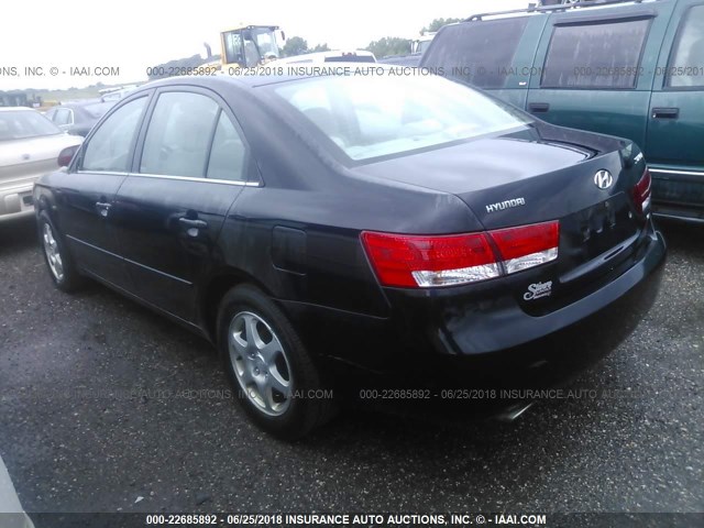 5NPEU46F16H091093 - 2006 HYUNDAI SONATA GLS/LX BLACK photo 3