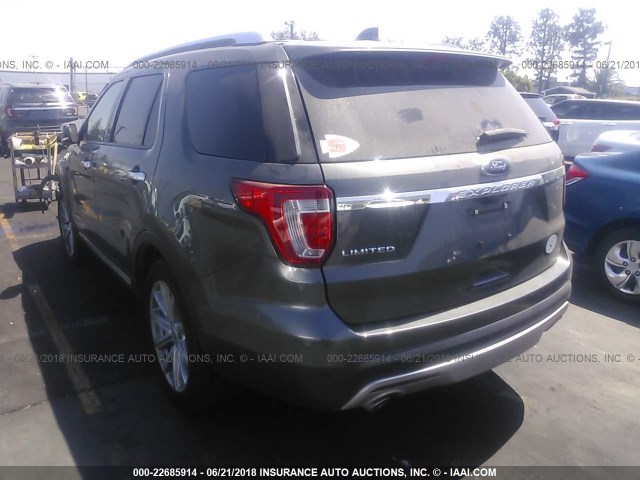 1FM5K7F81GGC09346 - 2016 FORD EXPLORER LIMITED 灰色 照片 3