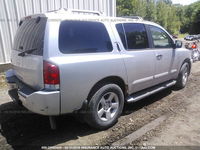 5N1AA08B24N735266 - 2004 NISSAN ARMADA SE/LE SILVER photo 4