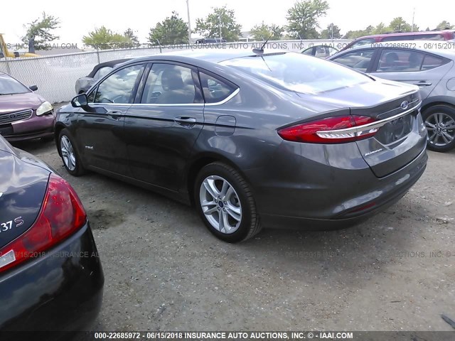 3FA6P0LU1JR141655 - 2018 FORD FUSION SE HYBRID GRAY photo 3