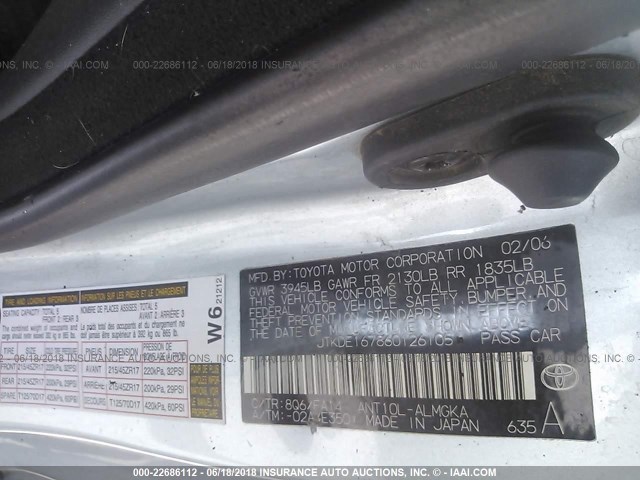 JTKDE167860126105 - 2006 TOYOTA SCION TC 蓝色 照片 9