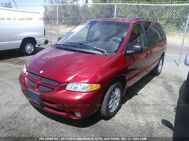 1B4GP44G1YB755325 - 2000 DODGE GRAND CARAVAN SE/SPORT MAROON photo 2