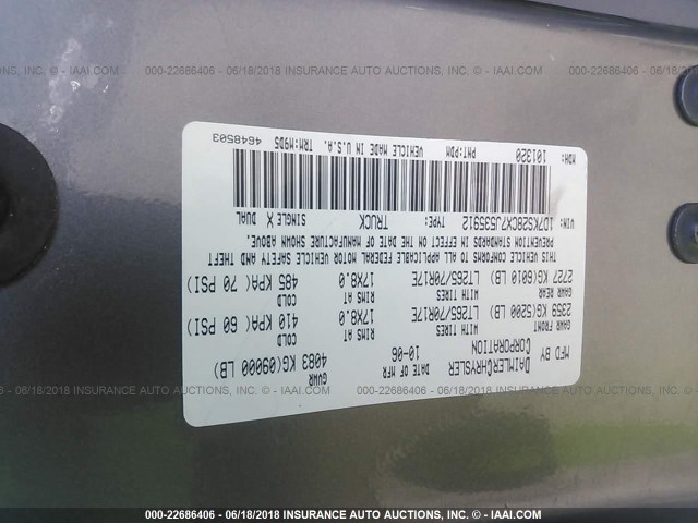 1D7KS28CX7J535912 - 2007 DODGE RAM 2500 ST/SLT 灰色 照片 9