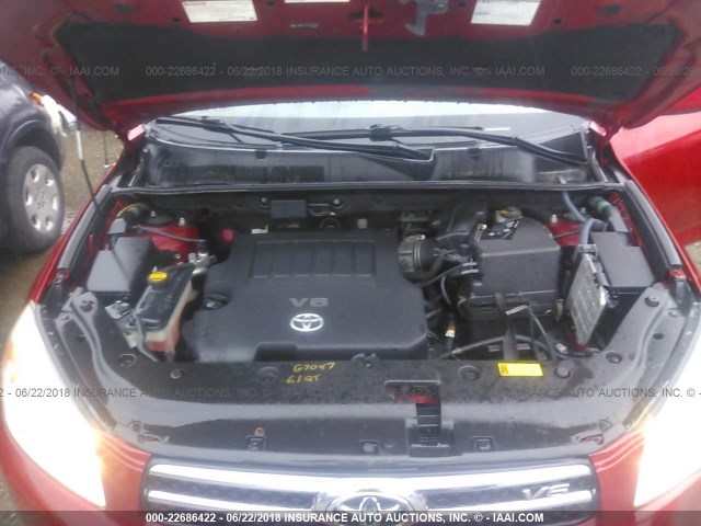 JTMBK31V976025534 - 2007 TOYOTA RAV4 LIMITED RED photo 10