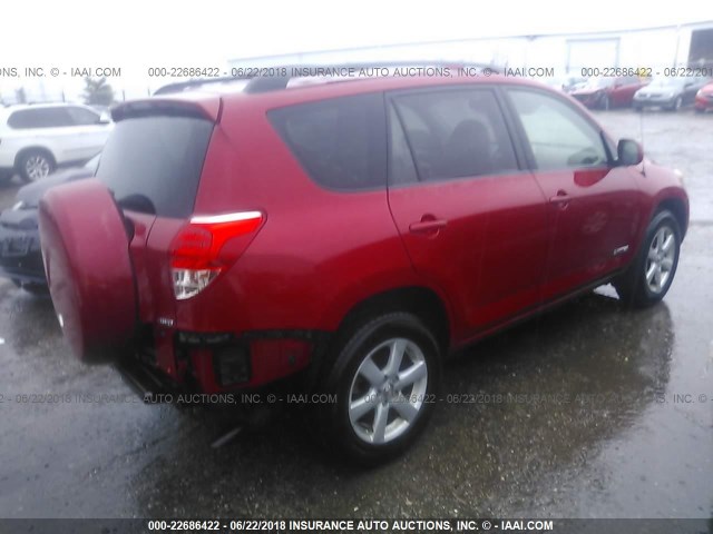 JTMBK31V976025534 - 2007 TOYOTA RAV4 LIMITED RED photo 4