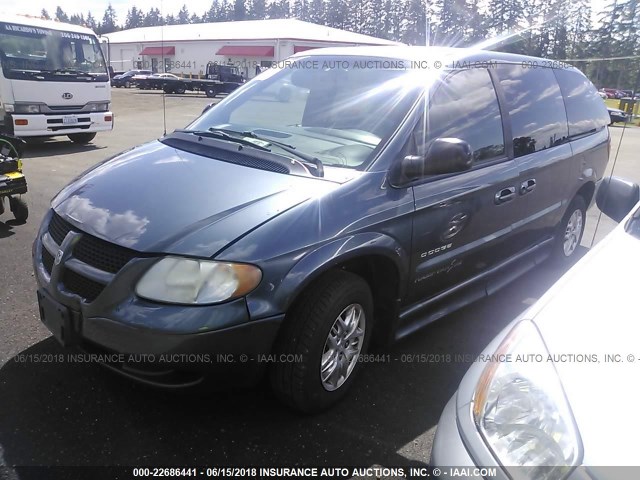 2B4GP44341R394550 - 2001 DODGE GRAND CARAVAN SPORT TEAL photo 2