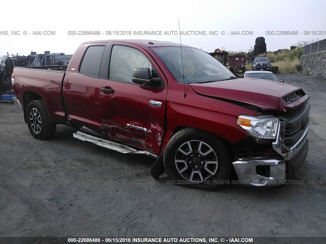 5TFUY5F10FX440162 - 2015 TOYOTA TUNDRA DOUBLE CAB SR/SR5 RED photo 1