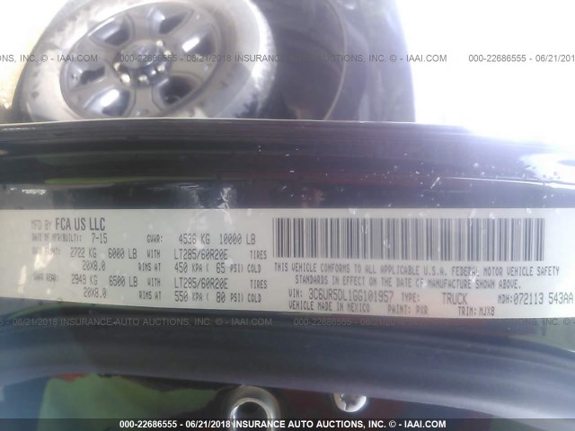 3C6UR5DL1GG101957 - 2016 RAM 2500 SLT BLACK photo 9