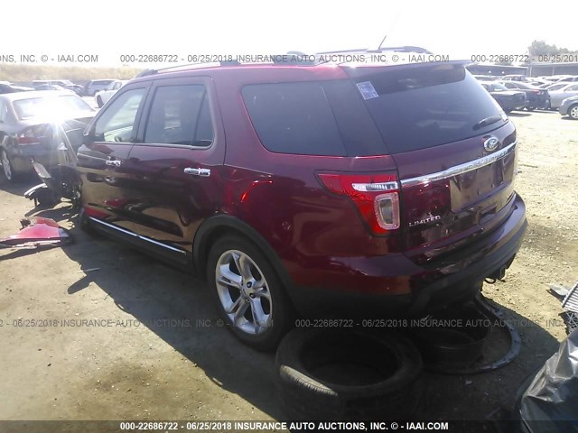 1FM5K8F87FGA29146 - 2015 FORD EXPLORER LIMITED 红色 照片 3