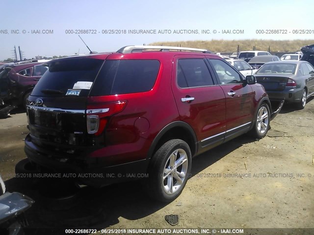 1FM5K8F87FGA29146 - 2015 FORD EXPLORER LIMITED 红色 照片 4