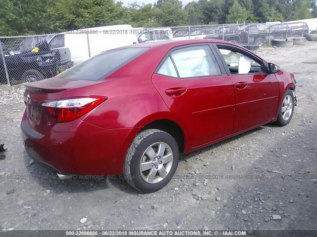 2T1BURHEXEC096718 - 2014 TOYOTA COROLLA L/LE/LE PLS/PRM/S/S PLS RED photo 4