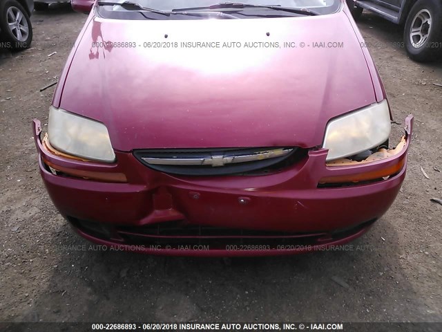 KL1TD52655B462766 - 2005 CHEVROLET AVEO LS RED photo 6