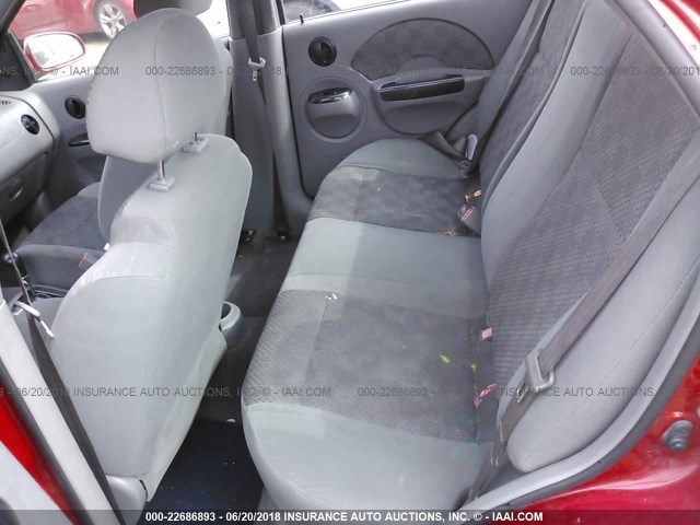 KL1TD52655B462766 - 2005 CHEVROLET AVEO LS RED photo 8