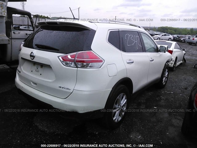 KNMAT2MV1FP565855 - 2015 NISSAN ROGUE S/SL/SV WHITE photo 4