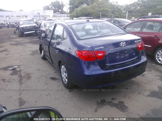 KMHDU46D08U562102 - 2008 HYUNDAI ELANTRA GLS/SE/LIMITED BLUE photo 3