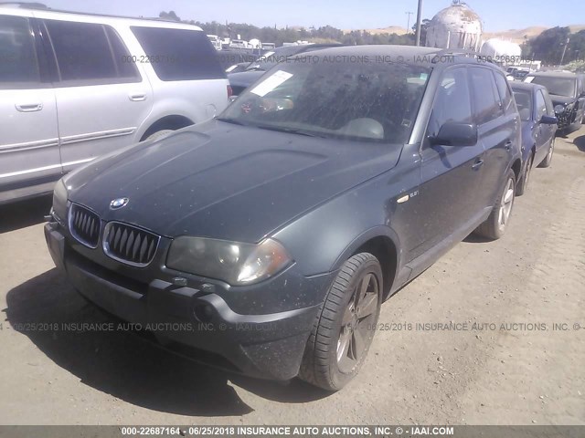 WBXPA73404WC44369 - 2004 BMW X3 2.5I GRAY photo 2