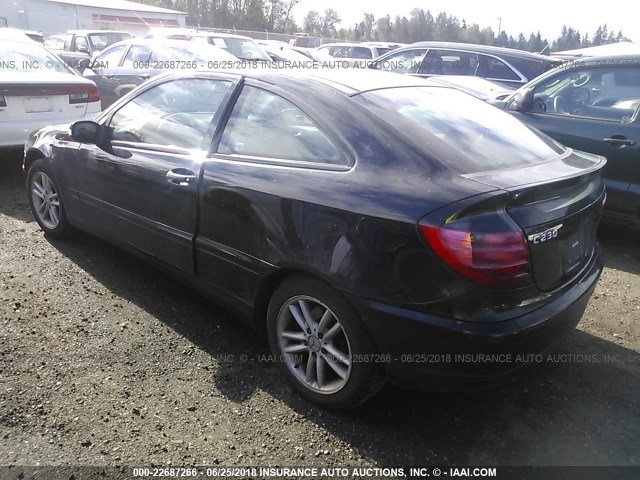 WDBRN47J12A358895 - 2002 MERCEDES-BENZ C 230K SPORT COUPE BLACK photo 3