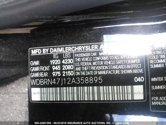 WDBRN47J12A358895 - 2002 MERCEDES-BENZ C 230K SPORT COUPE BLACK photo 9