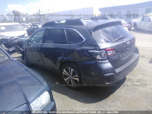 4S4BSANC0J3318787 - 2018 SUBARU OUTBACK 2.5I LIMITED GRAY photo 3