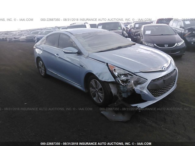 KMHEC4A49EA102349 - 2014 HYUNDAI SONATA HYBRID Light Blue photo 1