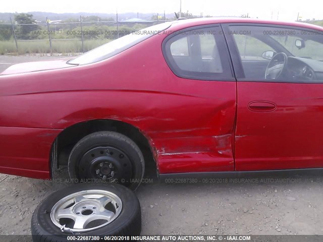 2G1WW12E759237579 - 2005 CHEVROLET MONTE CARLO LS RED photo 6