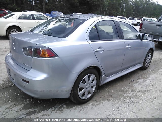 JA32U2FU6FU004198 - 2015 MITSUBISHI LANCER ES SILVER photo 4