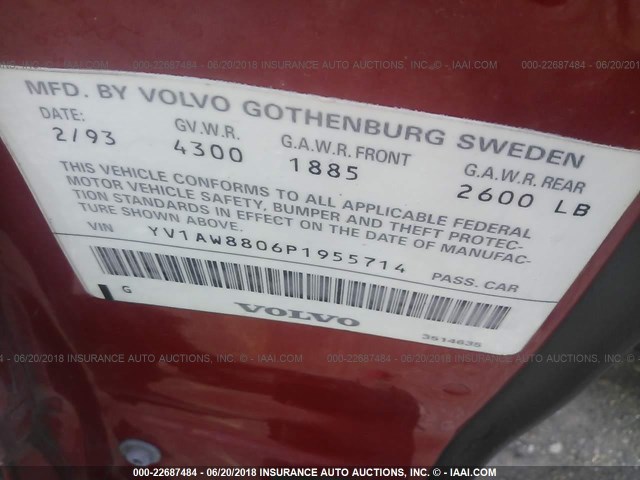 YV1AW8806P1955714 - 1993 VOLVO 240 RED photo 9