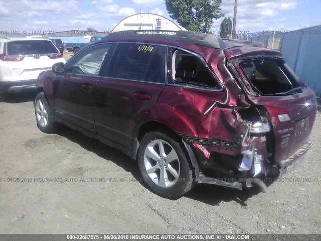 4S4BRBCCXD3290909 - 2013 SUBARU OUTBACK 2.5I PREMIUM RED photo 3