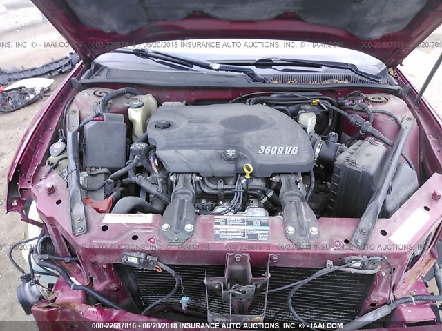 2G1WJ15K969168931 - 2006 CHEVROLET MONTE CARLO LS BURGUNDY photo 10