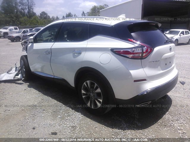 5N1AZ2MG7HN116318 - 2017 NISSAN MURANO S/SL/SV/PLATINUM WHITE photo 3