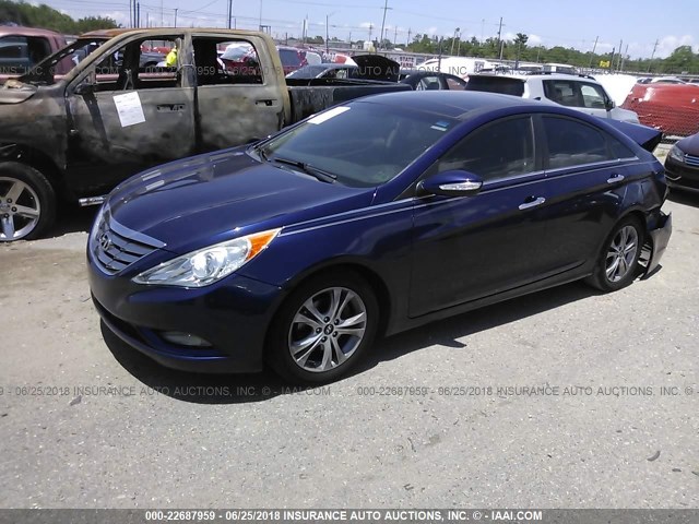 5NPEC4AC3CH441271 - 2012 HYUNDAI SONATA SE/LIMITED BLUE photo 2