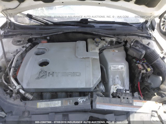 3FADP0L34AR396721 - 2010 FORD FUSION HYBRID WHITE photo 10