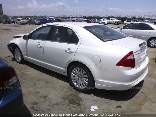 3FADP0L34AR396721 - 2010 FORD FUSION HYBRID WHITE photo 3