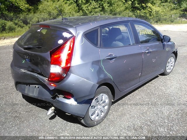 KMHCT5AE5FU203006 - 2015 HYUNDAI ACCENT GS GRAY photo 4