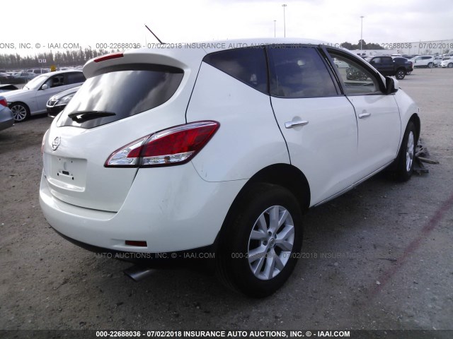 JN8AZ1MU3DW205378 - 2013 NISSAN MURANO S/SL/LE WHITE photo 4