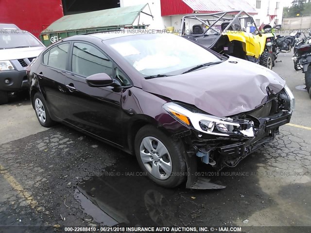 3KPFK4A79HE015431 - 2017 KIA FORTE LX RED photo 1