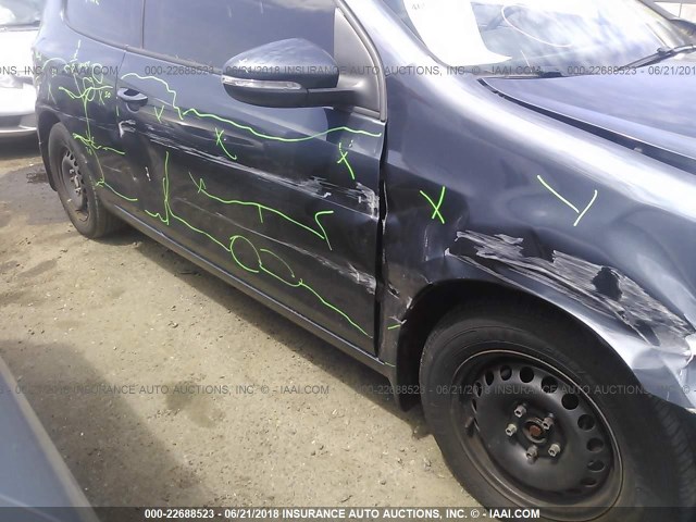 WVWAB7AJ3BW222448 - 2011 VOLKSWAGEN GOLF BLUE photo 6