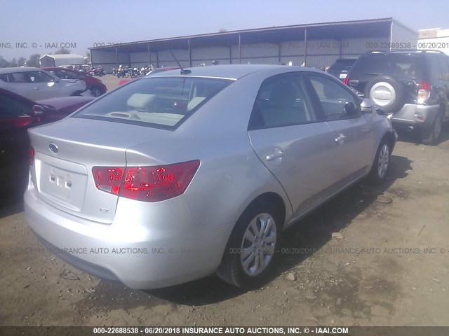 KNAFU4A27B5406463 - 2011 KIA FORTE EX SILVER photo 4