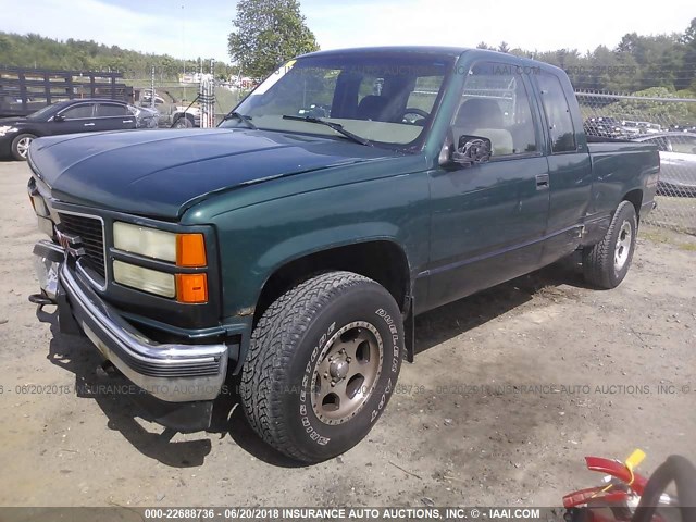 2GTEK19M7V1545782 - 1997 GMC SIERRA K1500 GREEN photo 2