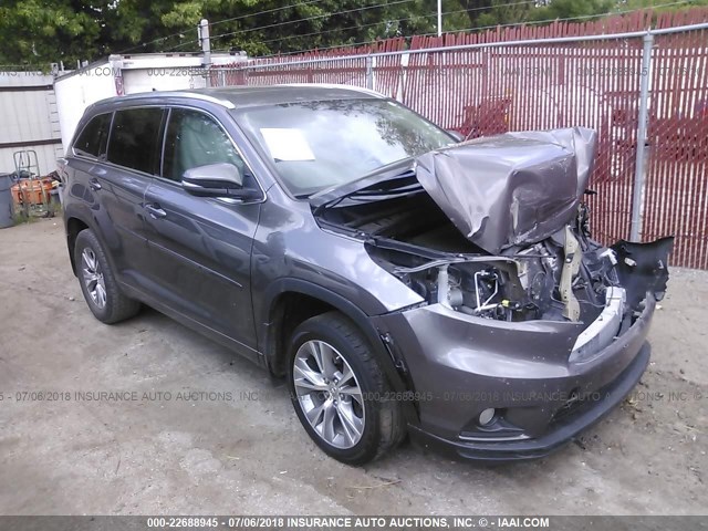 5TDKKRFH7FS080925 - 2015 TOYOTA HIGHLANDER XLE GRAY photo 1