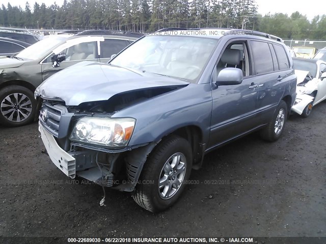 JTEDP21A250078136 - 2005 TOYOTA HIGHLANDER LIMITED BLUE photo 2