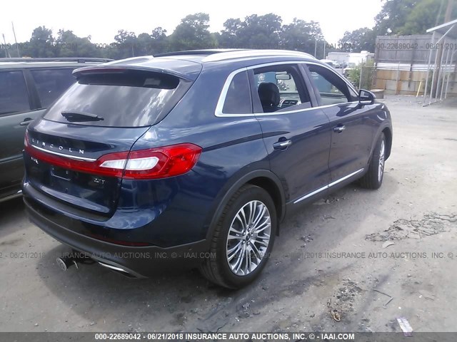 2LMPJ6LPXHBL53525 - 2017 LINCOLN MKX RESERVE Կապույտ լուսանկար 4