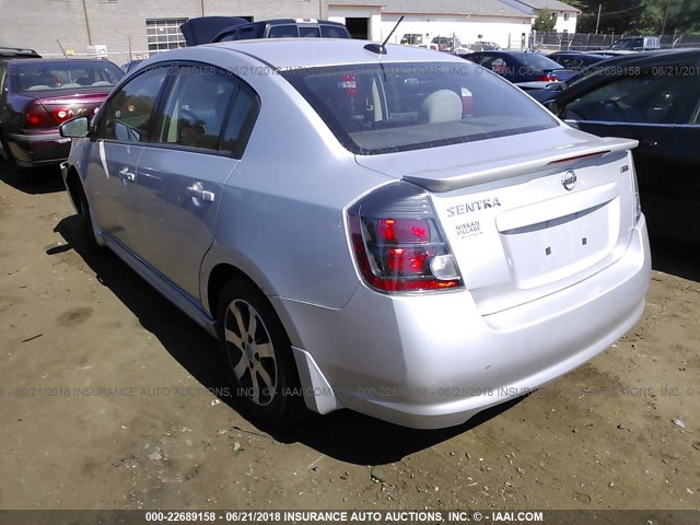 3N1AB6AP5CL635349 - 2012 NISSAN SENTRA 2.0/2.0S/SR/2.0SL SILVER photo 3