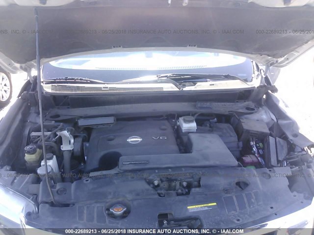 5N1AR2MN1DC619704 - 2013 NISSAN PATHFINDER S/SV/SL/PLATINUM 银色 照片 10