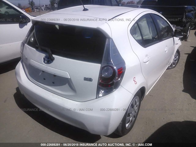 JTDKDTB36C1023965 - 2012 TOYOTA PRIUS C WHITE photo 4