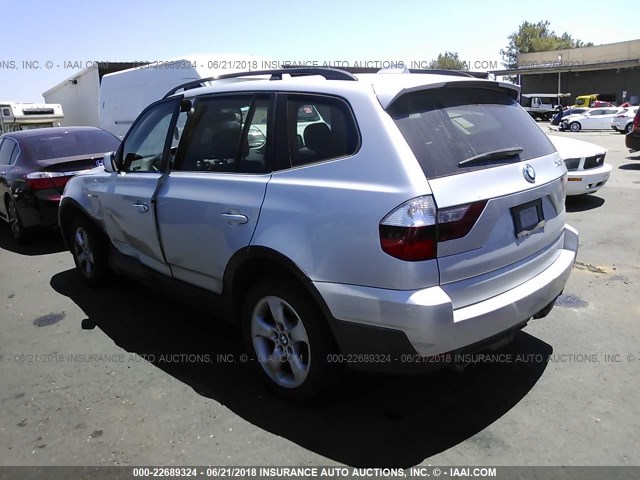 WBXPC934X7WF22365 - 2007 BMW X3 3.0SI SILVER photo 3