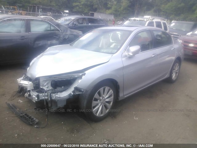 1HGCR2F86EA074750 - 2014 HONDA ACCORD EXL SILVER photo 2